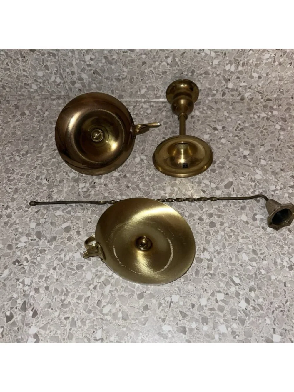 Brass Candlestick Holders Chamber Style one Stick Snuffer Lot of 4